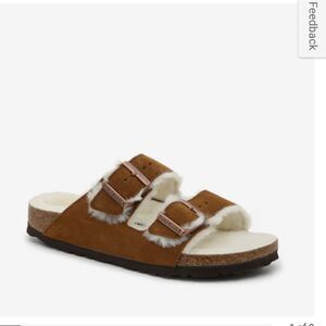 Birkenstock Arizona Shearling Slide Sandals (inside fur big toe, small spot left